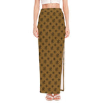 Gold And Black Orthodox Pattern Print High Slit Maxi Skirt