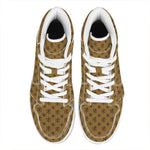 Gold And Black Orthodox Pattern Print High Top Leather Sneakers