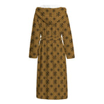 Gold And Black Orthodox Pattern Print Hooded Bathrobe