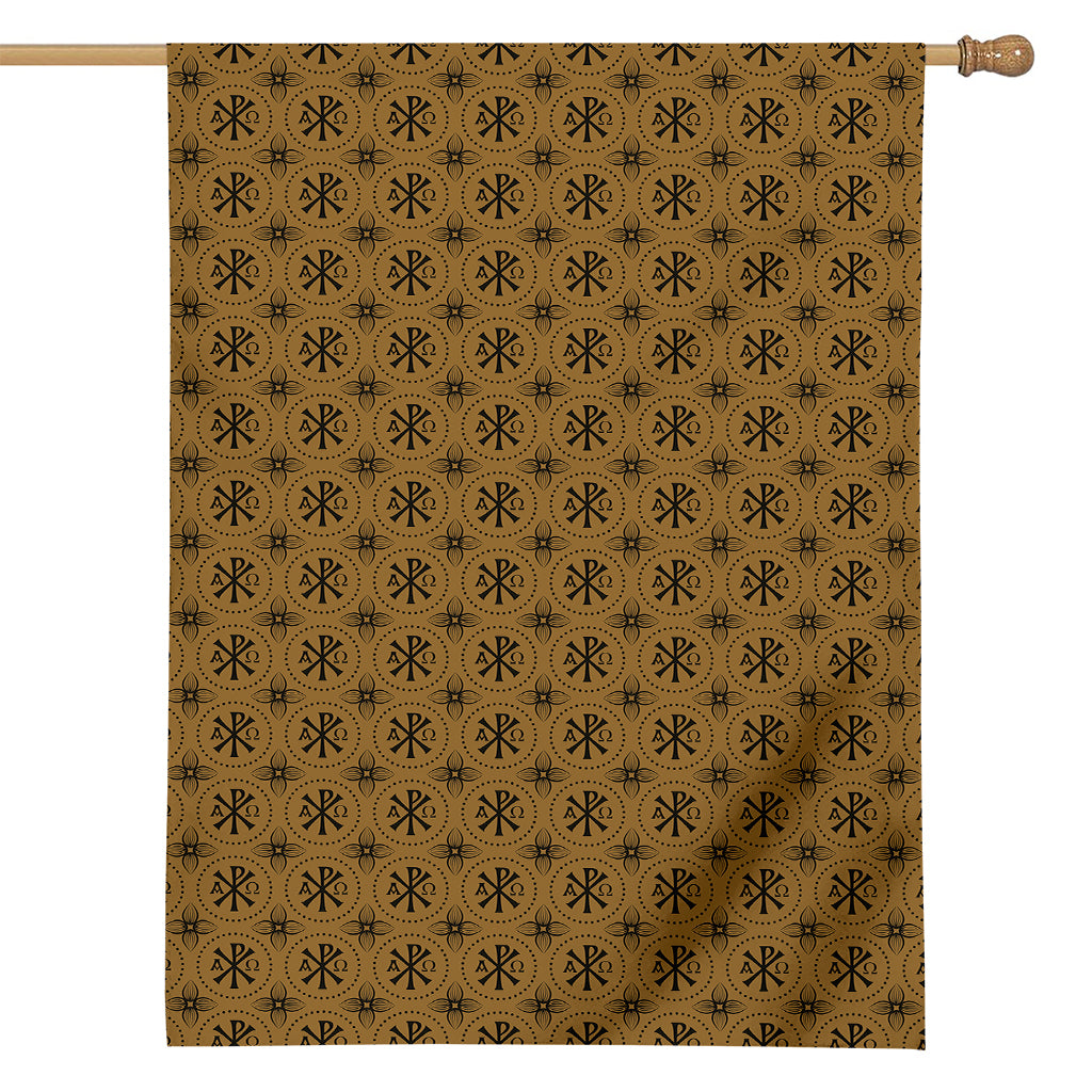 Gold And Black Orthodox Pattern Print House Flag