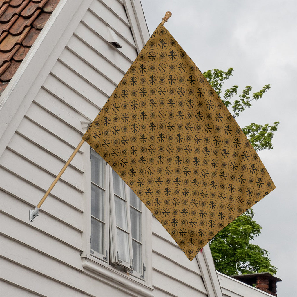 Gold And Black Orthodox Pattern Print House Flag