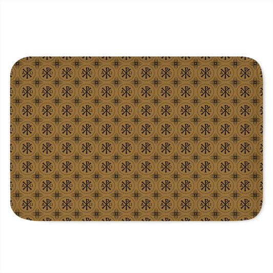 Gold And Black Orthodox Pattern Print Indoor Door Mat