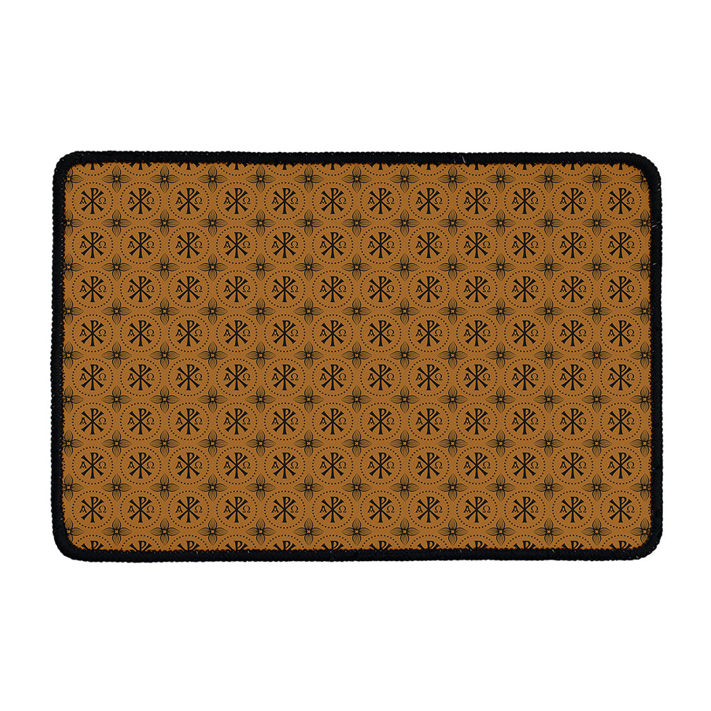 Gold And Black Orthodox Pattern Print Kitchen Mat