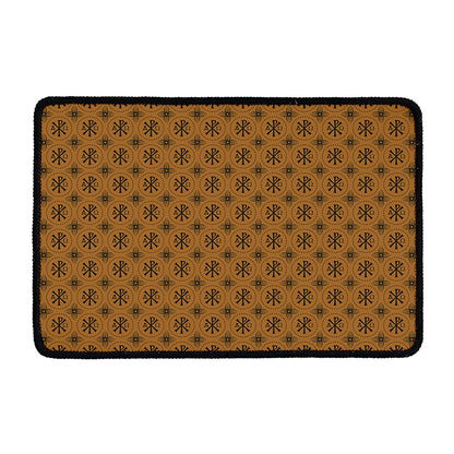 Gold And Black Orthodox Pattern Print Kitchen Mat