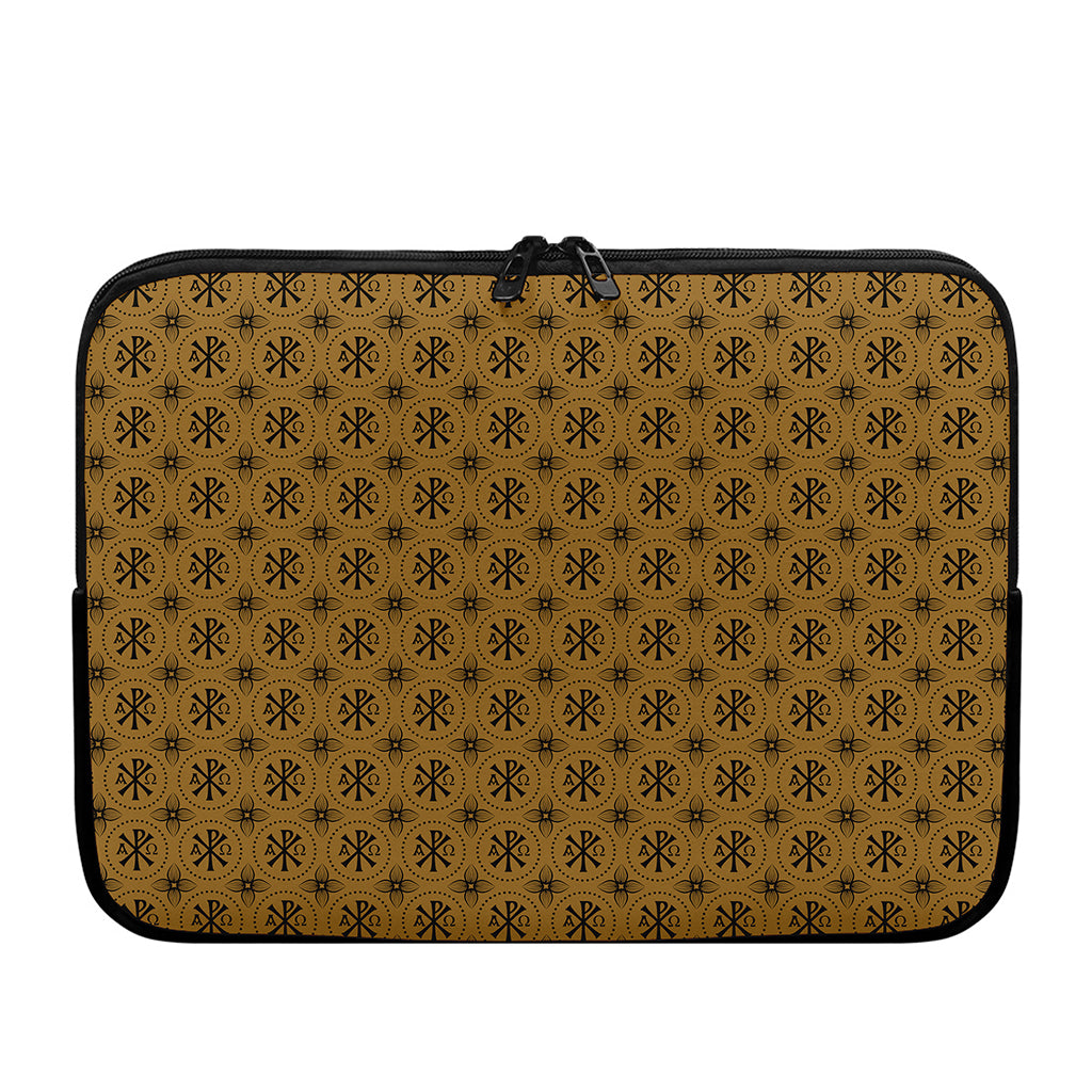 Gold And Black Orthodox Pattern Print Laptop Sleeve