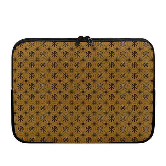 Gold And Black Orthodox Pattern Print Laptop Sleeve