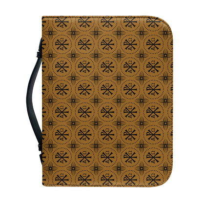 Gold And Black Orthodox Pattern Print Leather Bible Cover