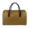 Gold And Black Orthodox Pattern Print Leather Duffel Bag