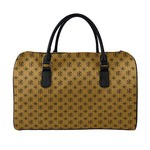 Gold And Black Orthodox Pattern Print Leather Duffle Bag