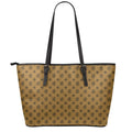 Gold And Black Orthodox Pattern Print Leather Tote Bag With Zipper