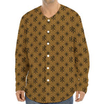 Gold And Black Orthodox Pattern Print Long Sleeve Baseball Jersey