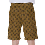 Gold And Black Orthodox Pattern Print Men's Beach Shorts