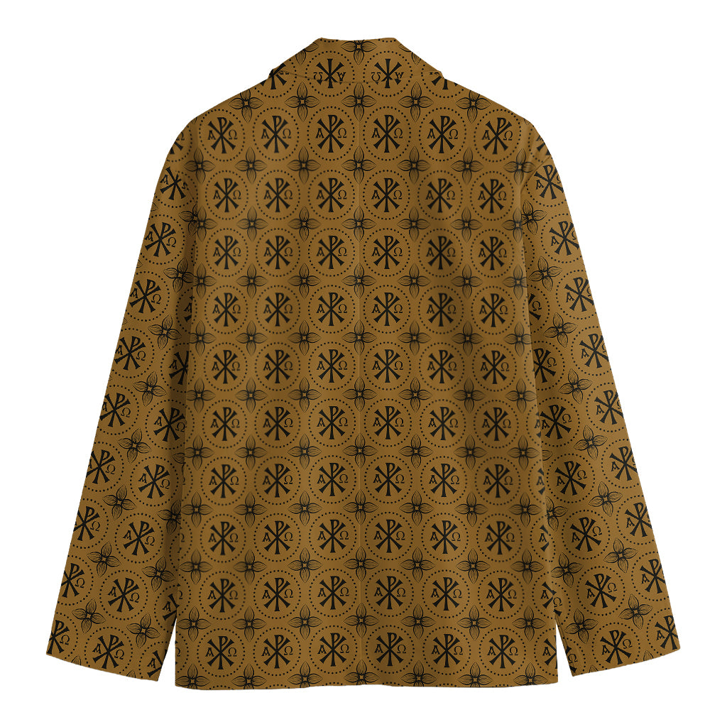 Gold And Black Orthodox Pattern Print Men's Blazer