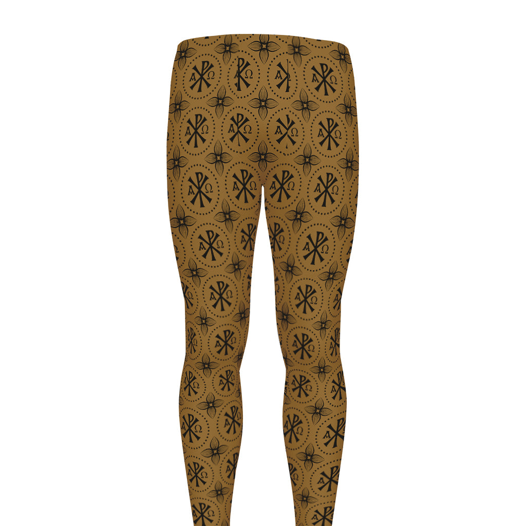 Gold And Black Orthodox Pattern Print Men's leggings