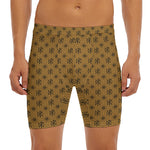 Gold And Black Orthodox Pattern Print Men's Long Boxer Briefs