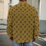 Gold And Black Orthodox Pattern Print Men's Shirt Jacket