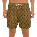 Gold And Black Orthodox Pattern Print Men's Split Running Shorts