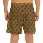 Gold And Black Orthodox Pattern Print Men's Split Running Shorts