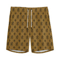 Gold And Black Orthodox Pattern Print Men's Athletic Shorts