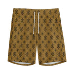 Gold And Black Orthodox Pattern Print Men's Sports Shorts