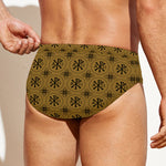 Gold And Black Orthodox Pattern Print Men's Swim Briefs