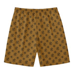 Gold And Black Orthodox Pattern Print Men's Swim Trunks