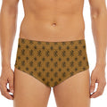 Gold And Black Orthodox Pattern Print Men's Triangle Swim Briefs