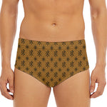 Gold And Black Orthodox Pattern Print Men's Triangle Swim Briefs