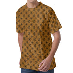 Gold And Black Orthodox Pattern Print Men's Velvet T-Shirt