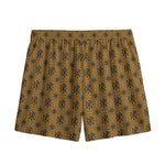 Gold And Black Orthodox Pattern Print Mesh Shorts