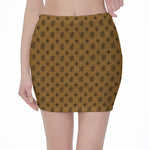 Gold And Black Orthodox Pattern Print Pencil Mini Skirt