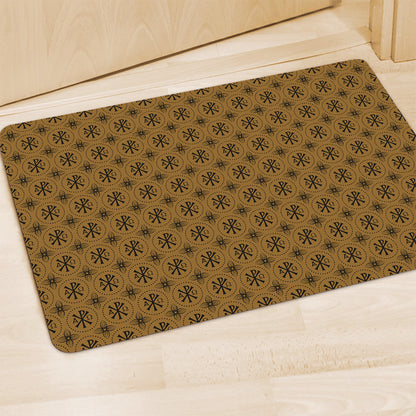 Gold And Black Orthodox Pattern Print Polyester Doormat