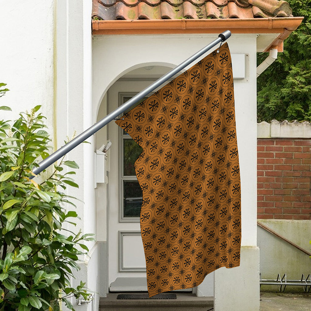 Gold And Black Orthodox Pattern Print Polyester Flag
