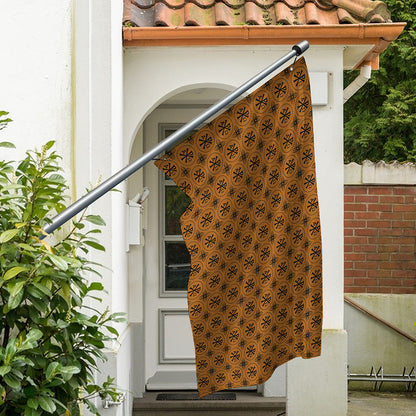 Gold And Black Orthodox Pattern Print Polyester Flag