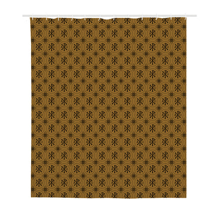 Gold And Black Orthodox Pattern Print Polyester Shower Curtain