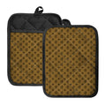 Gold And Black Orthodox Pattern Print Pot Holders With Pocket