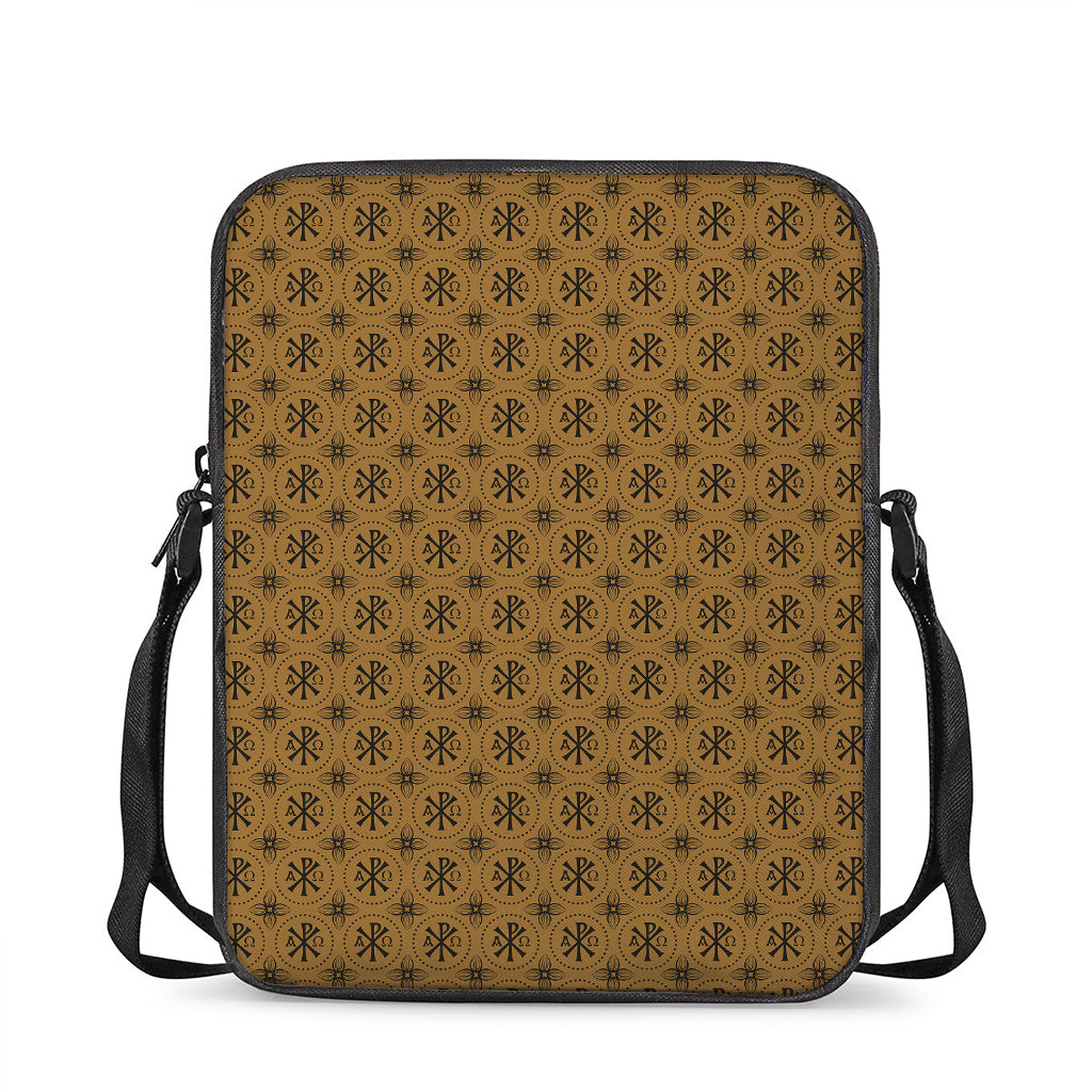 Gold And Black Orthodox Pattern Print Rectangular Crossbody Bag