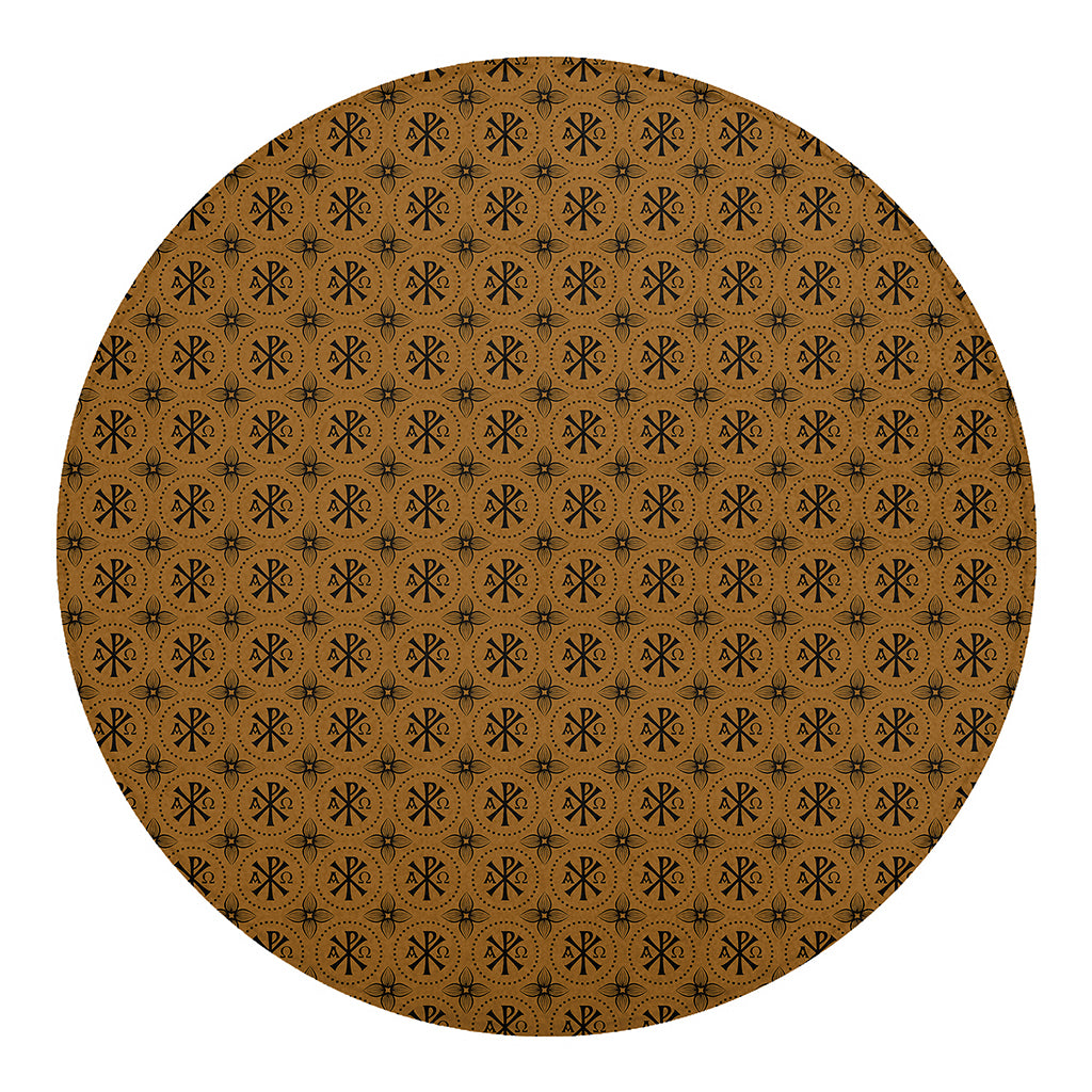 Gold And Black Orthodox Pattern Print Round Blanket