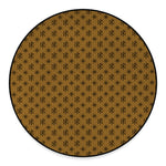 Gold And Black Orthodox Pattern Print Round Floor Mat