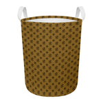 Gold And Black Orthodox Pattern Print Round Laundry Basket