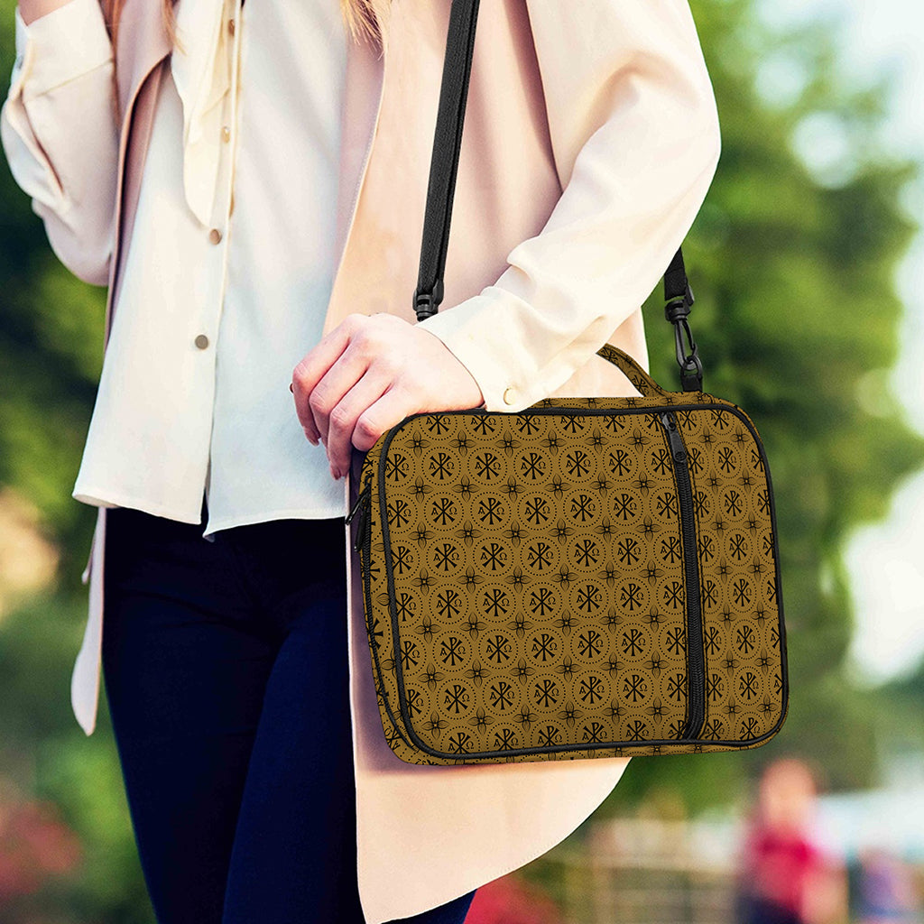 Gold And Black Orthodox Pattern Print Shoulder Strap Bible Bag