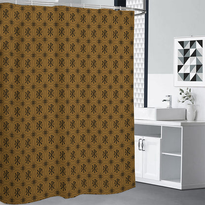 Gold And Black Orthodox Pattern Print Shower Curtain