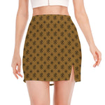 Gold And Black Orthodox Pattern Print Side Slit Mini Skirt