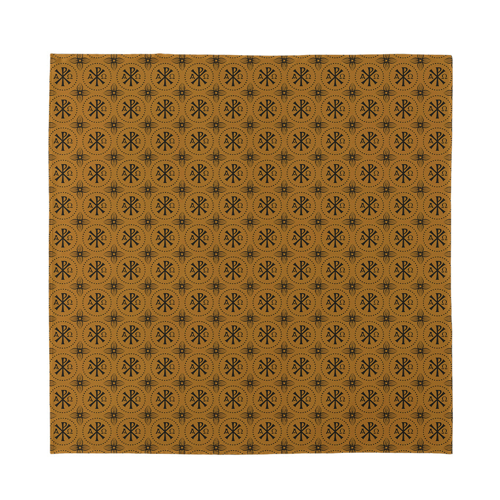 Gold And Black Orthodox Pattern Print Silk Bandana