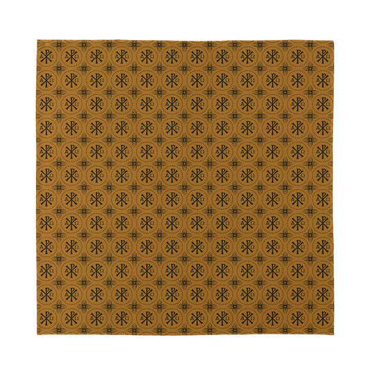 Gold And Black Orthodox Pattern Print Silk Bandana