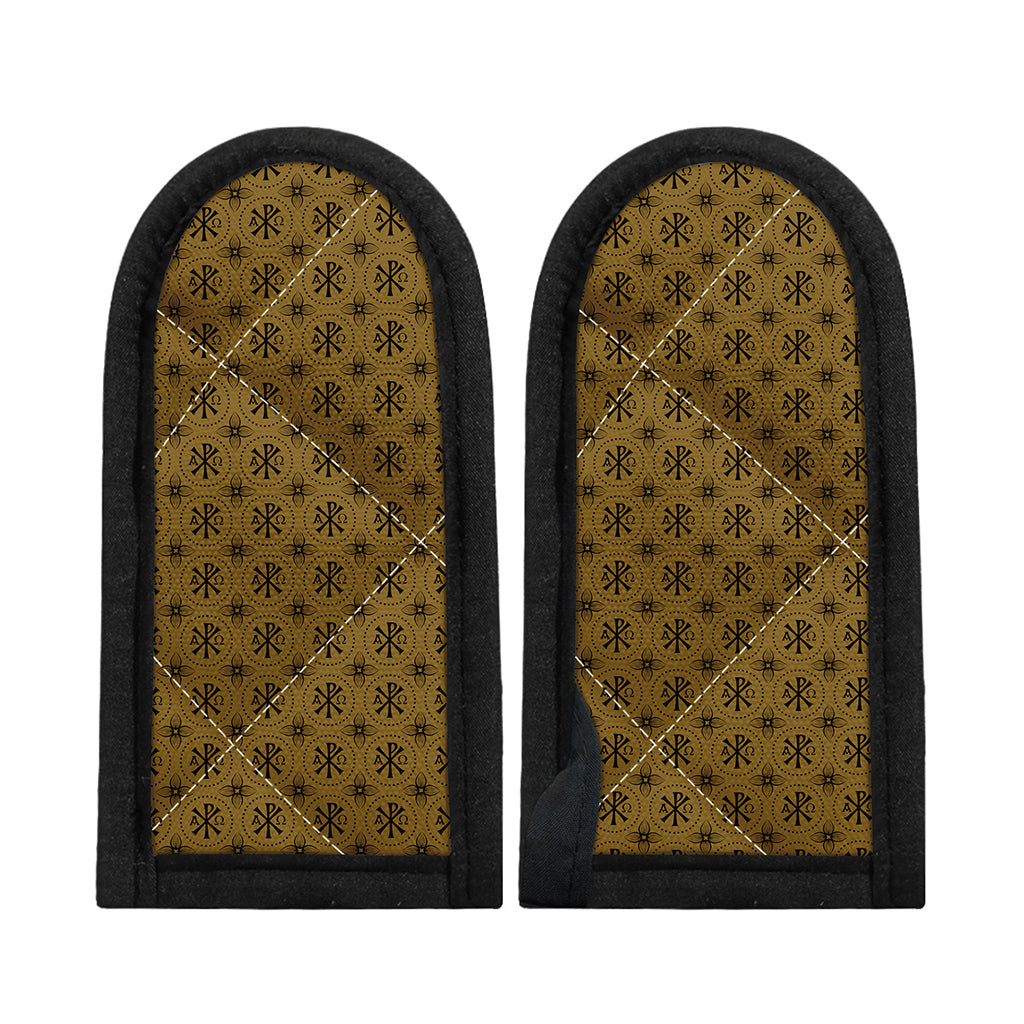 Gold And Black Orthodox Pattern Print Skillet Handle Cover