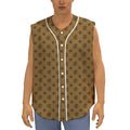 Gold And Black Orthodox Pattern Print Sleeveless Baseball Jersey