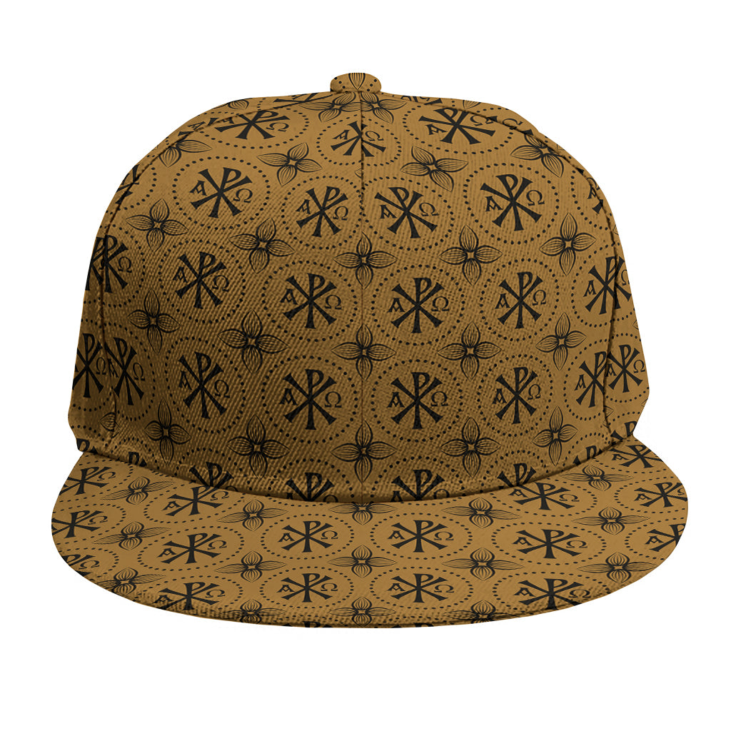 Gold And Black Orthodox Pattern Print Snapback Cap