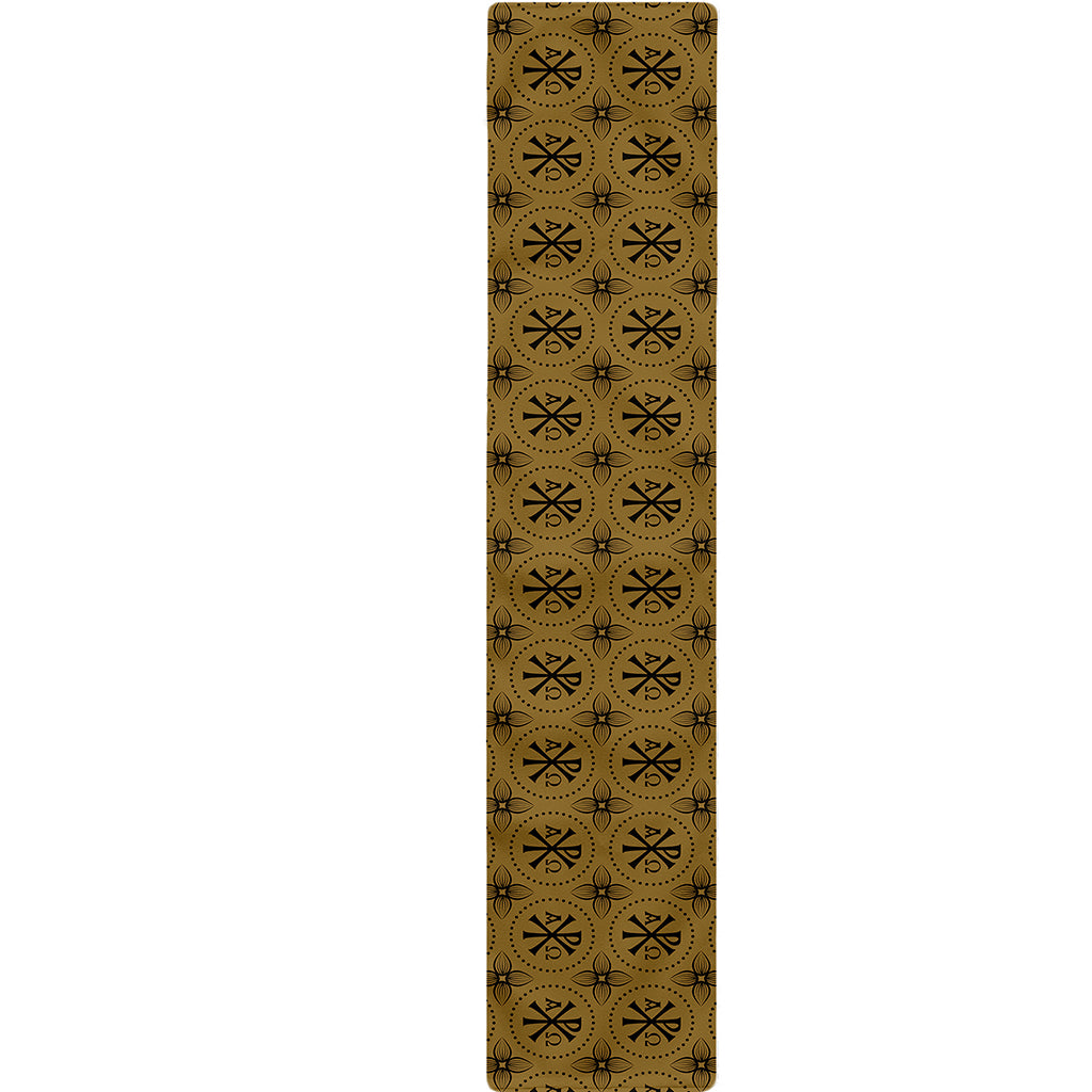Gold And Black Orthodox Pattern Print Table Runner