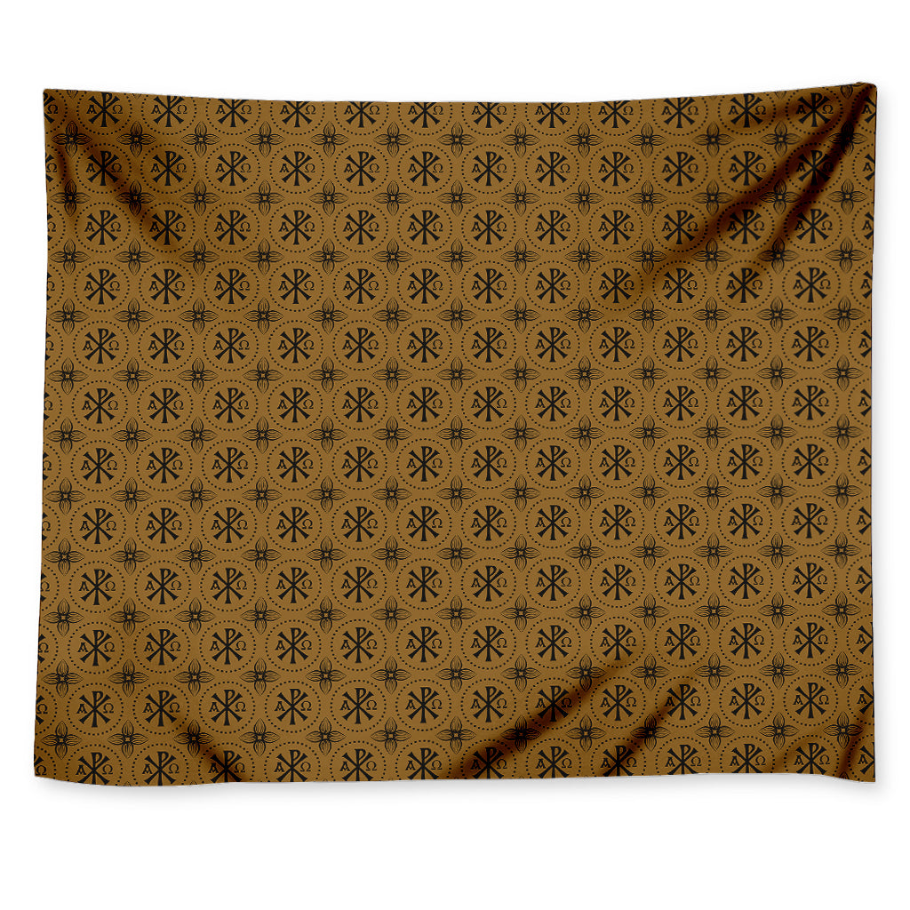 Gold And Black Orthodox Pattern Print Tapestry